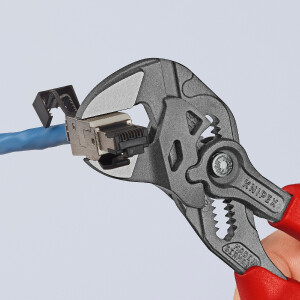 KNIPEX 86 03 250 SB Zangenschlüssel Zange und Schraubenschlüssel in einem Werkzeug mit Kunststoff überzogen verchromt