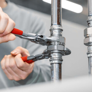 KNIPEX 86 03 250 Zangenschlüssel Zange und Schraubenschlüssel in einem Werkzeug mit Kunststoff überzogen verchromt 250 mm
