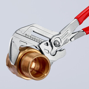 KNIPEX 86 03 300 SB Zangenschlüssel Zange und Schraubenschlüssel in einem Werkzeug mit Kunststoff überzogen verchromt 300 mm
