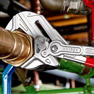 KNIPEX 86 03 400 Zangenschlüssel XL Zange und Schraubenschlüssel in einem Werkzeug mit Kunststoff überzogen verchromt 400 mm