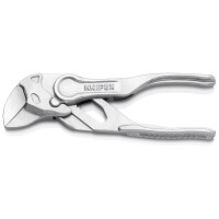 KNIPEX 86 04 100 BK Zangenschlüssel XS Zange und Schraubenschlüssel in einem Werkzeug aufgeprägte, raue Oberfläche verchromt 100 mm