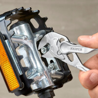 KNIPEX 86 04 100 BK Zangenschlüssel XS Zange und Schraubenschlüssel in einem Werkzeug aufgeprägte, raue Oberfläche verchromt 100 mm