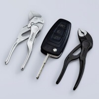 KNIPEX 86 04 100 BK Zangenschlüssel XS Zange und Schraubenschlüssel in einem Werkzeug aufgeprägte, raue Oberfläche verchromt 100 mm