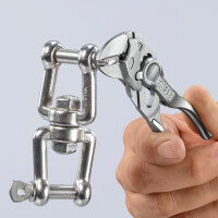 KNIPEX 86 04 100 BK Zangenschlüssel XS Zange und Schraubenschlüssel in einem Werkzeug aufgeprägte, raue Oberfläche verchromt 100 mm