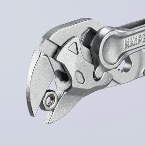 KNIPEX 86 04 100 Zangenschlüssel XS Zange und Schraubenschlüssel in einem Werkzeug aufgeprägte, raue Oberfläche verchromt 100 mm