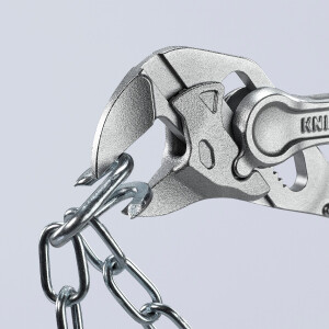 KNIPEX 86 04 100 Zangenschlüssel XS Zange und Schraubenschlüssel in einem Werkzeug aufgeprägte, raue Oberfläche verchromt 100 mm