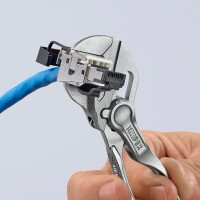 KNIPEX 86 04 100 Zangenschlüssel XS Zange und Schraubenschlüssel in einem Werkzeug aufgeprägte, raue Oberfläche verchromt 100 mm