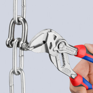 KNIPEX 86 05 180 Zangenschlüssel Zange und Schraubenschlüssel in einem Werkzeug mit Comfort-Griffen verchromt 180 mm