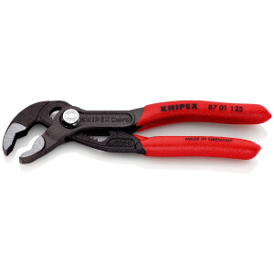 KNIPEX 87 01 125 SB Cobra® Hightech-Wasserpumpenzange mit rutschhemmendem Kunststoff überzogen grau atramentiert 125 mm