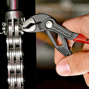 KNIPEX 87 01 125 SB Cobra® Hightech-Wasserpumpenzange mit rutschhemmendem Kunststoff überzogen grau atramentiert 125 mm