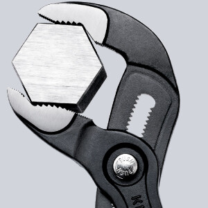 KNIPEX 87 01 180 Cobra® Hightech-Wasserpumpenzange mit rutschhemmendem Kunststoff überzogen grau atramentiert 180 mm