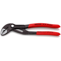 KNIPEX 87 01 180 Cobra® Hightech-Wasserpumpenzange mit rutschhemmendem Kunststoff überzogen grau atramentiert 180 mm