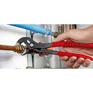 KNIPEX 87 01 250 SB Cobra® Hightech-Wasserpumpenzange mit rutschhemmendem Kunststoff überzogen grau atramentiert 250 mm