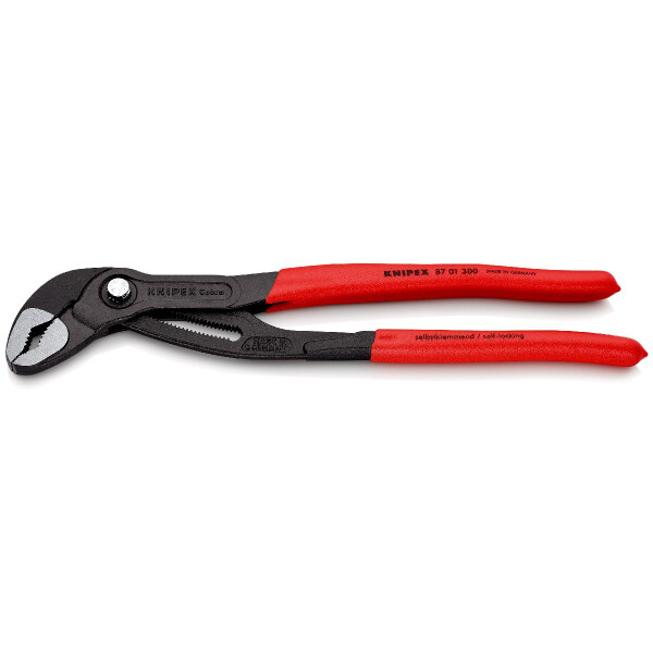 KNIPEX 87 01 300 SB Cobra® Hightech-Wasserpumpenzange mit rutschhemmendem Kunststoff überzogen grau atramentiert 300 mm