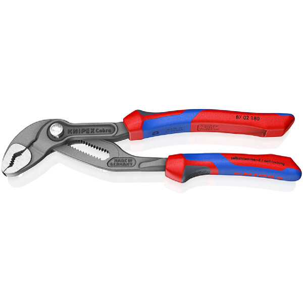 KNIPEX 87 02 180 Cobra® Hightech-Wasserpumpenzange mit Comfort-Griffen grau atramentiert 180 mm