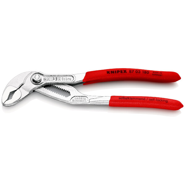 KNIPEX 87 03 180 Cobra® Hightech-Wasserpumpenzange mit rutschhemmendem Kunststoff überzogen verchromt 180 mm
