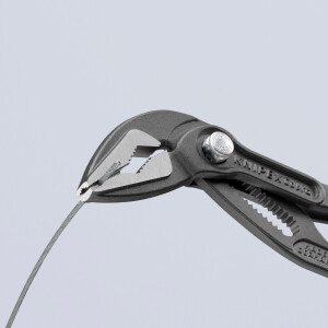 KNIPEX 87 51 180 SB Cobra® ES Wasserpumpenzange extra-schlank mit rutschhemmendem Kunststoff überzogen grau atramentiert 180 mm