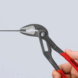 KNIPEX 87 51 180 SB Cobra® ES Wasserpumpenzange extra-schlank mit rutschhemmendem Kunststoff überzogen grau atramentiert 180 mm