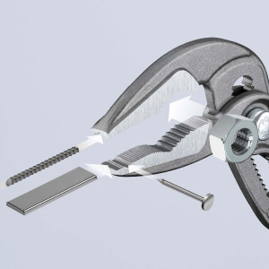 KNIPEX 87 51 180 Cobra® ES Wasserpumpenzange extra-schlank mit rutschhemmendem Kunststoff überzogen grau atramentiert 180 mm