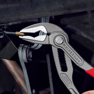 KNIPEX 87 51 180 Cobra® ES Wasserpumpenzange extra-schlank mit rutschhemmendem Kunststoff überzogen grau atramentiert 180 mm