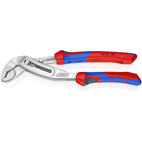 KNIPEX 88 05 180 Alligator® Wasserpumpenzange mit Comfort-Griffen verchromt 180 mm