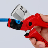 KNIPEX 90 10 185 SB Rohrschneider für Mehrschicht- und Pneumatikschläuche aus zähem, glasfaserverstärktem Kunststoff 185 mm