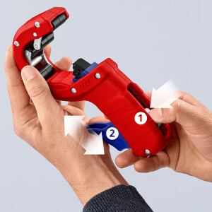KNIPEX 90 23 01 BK DP50 Rohrschneider für dünnwandige Kunststoff-Abflussrohre 202 mm