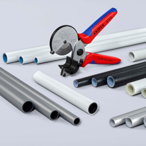 KNIPEX 90 25 25 Rohrschneider für Verbund- und Kunststoffrohre mit Mehrkomponenten-Hüllen verchromt 210 mm