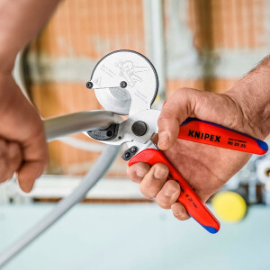 KNIPEX 90 25 25 Rohrschneider für Verbund- und Kunststoffrohre mit Mehrkomponenten-Hüllen verchromt 210 mm
