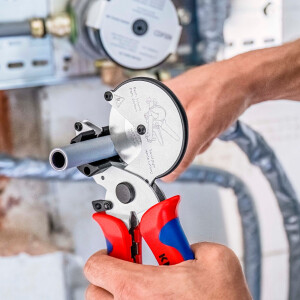 KNIPEX 90 25 25 Rohrschneider für Verbund- und Kunststoffrohre mit Mehrkomponenten-Hüllen verchromt 210 mm
