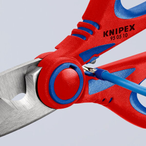 KNIPEX 95 05 10 SB Elektrikerscheren mit Mehrkomponenten-Hüllen, glasfaserverstärkt 160 mm
