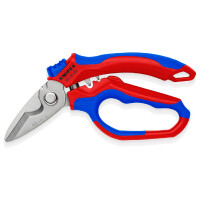 KNIPEX 95 05 20 SB Gewinkelte Elektrikerschere mit Mehrkomponenten-Hüllen, glasfaserverstärkt spiegelpoliert 180 mm
