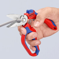 KNIPEX 95 05 20 SB Gewinkelte Elektrikerschere mit Mehrkomponenten-Hüllen, glasfaserverstärkt spiegelpoliert 180 mm