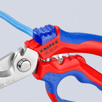 KNIPEX 95 05 20 SB Gewinkelte Elektrikerschere mit Mehrkomponenten-Hüllen, glasfaserverstärkt spiegelpoliert 180 mm