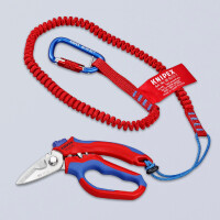KNIPEX 95 05 20 SB Gewinkelte Elektrikerschere mit Mehrkomponenten-Hüllen, glasfaserverstärkt spiegelpoliert 180 mm
