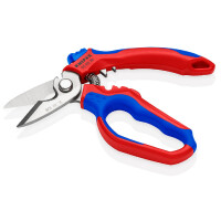 KNIPEX 95 05 20 SB Gewinkelte Elektrikerschere mit Mehrkomponenten-Hüllen, glasfaserverstärkt spiegelpoliert 180 mm