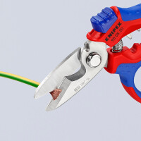 KNIPEX 95 05 20 SB Gewinkelte Elektrikerschere mit Mehrkomponenten-Hüllen, glasfaserverstärkt spiegelpoliert 180 mm