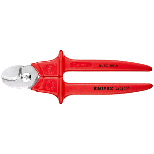 KNIPEX 95 06 230 SB Kabelschere Griffe mit Kunststoff umspritzt isoliert, mit Kunststoff umspritzt, VDE-geprüft 230 mm
