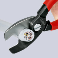 KNIPEX 95 11 200 SB Kabelschere mit Doppelschneide mit Kunststoff überzogen brüniert 200 mm