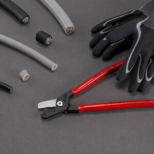 KNIPEX 95 11 225 SB StepCut® XL Kabelschere mit Stufenschnitt mit Kunststoff überzogen brüniert 225 mm