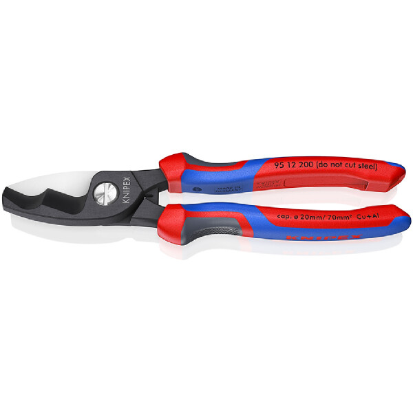 KNIPEX 95 12 200 SB Kabelschere mit Doppelschneide mit Comfort-Griffen brüniert 200 mm