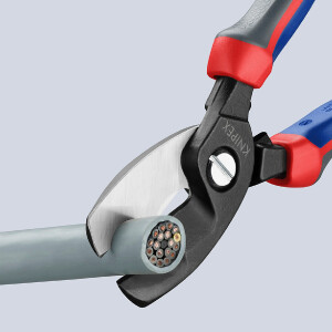 KNIPEX 95 12 200 SB Kabelschere mit Doppelschneide mit Comfort-Griffen brüniert 200 mm