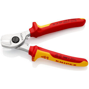 KNIPEX 95 16 165 SB Kabelschere isoliert mit Mehrkomponenten-Hüllen, VDE-geprüft verchromt 165 mm