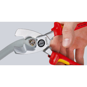 KNIPEX 95 17 200 Kabelschere mit Doppelschneide tauchisoliert, VDE-geprüft verchromt 200 mm
