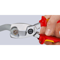 KNIPEX 95 17 200 Kabelschere mit Doppelschneide tauchisoliert, VDE-geprüft verchromt 200 mm