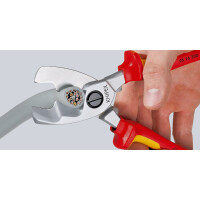 KNIPEX 95 17 200 Kabelschere mit Doppelschneide tauchisoliert, VDE-geprüft verchromt 200 mm