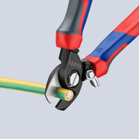KNIPEX 95 22 165 Kabelschere mit Öffnungsfeder mit Comfort-Griffen brüniert 165 mm