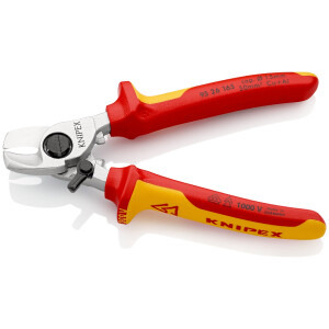 KNIPEX 95 26 165 SB Kabelschere mit Öffnungsfeder isoliert mit Mehrkomponenten-Hüllen, VDE-geprüft verchromt 165 mm