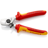 KNIPEX 95 26 165 SB Kabelschere mit Öffnungsfeder isoliert mit Mehrkomponenten-Hüllen, VDE-geprüft verchromt 165 mm