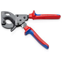 KNIPEX 95 31 250 Kabelschneider (Ratschenprinzip) mit Mehrkomponenten-Hüllen schwarz atramentiert 250 mm